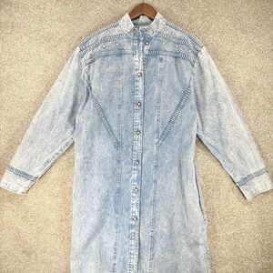 Sunny South Sport Denim Duster VTG 80s Acid Wash *Stains* Rodeo Boho Festival S